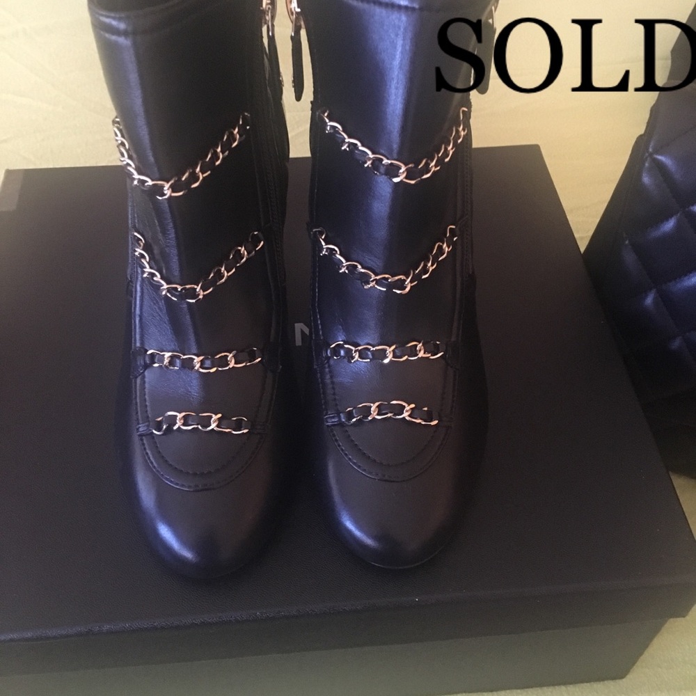 Chanel 17B Black Block  Heel Booties